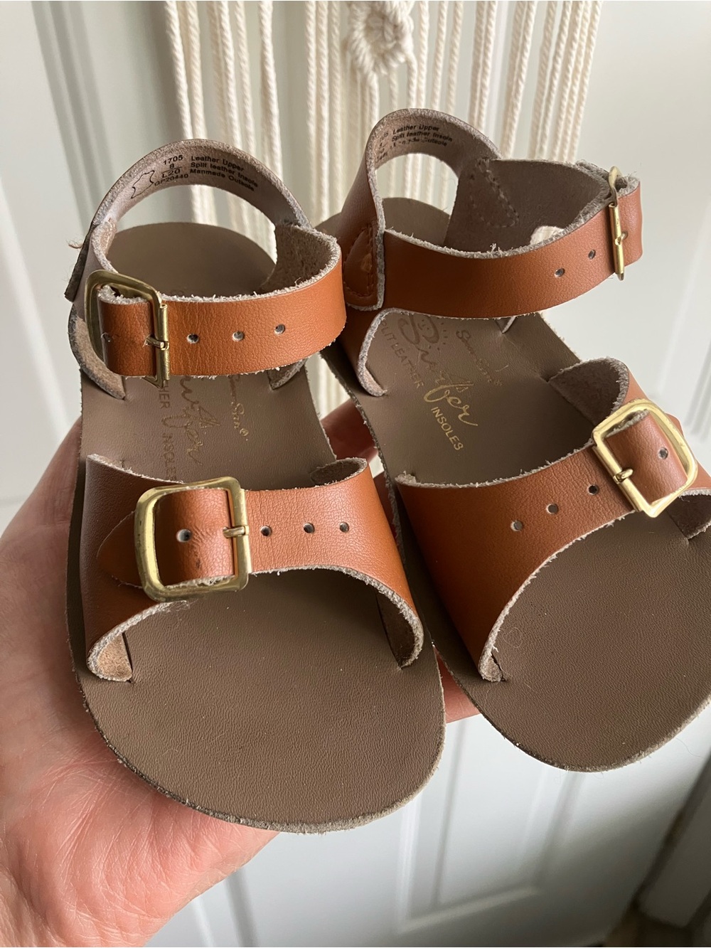 Salt Water sandals brown leather toddler size 8
